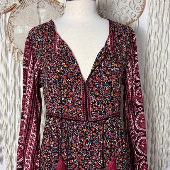 Natural Life NWT Rosa Long Sleeve Maxi Dress in Black and Red Floral Size L - Picture 7 of 12